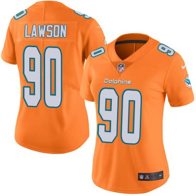 Nike Miami Dolphins #90 Shaq Lawson Orange Women's Stitched NFL Limited Rush Jersey